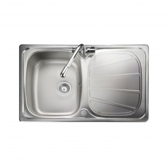 Rangemaster Baltimore 1.0 Bowl Inset Kitchen Sink with Waste Kit 800mm L x 508mm W - Stainless Steel