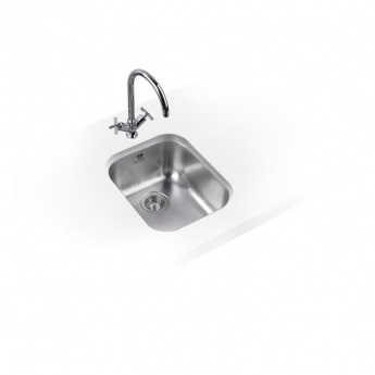 Rangemaster Classic 35 1.0 Bowl Undermount Kitchen Sink with Waste Kit 378mm L x 448mm W - Stainless Steel