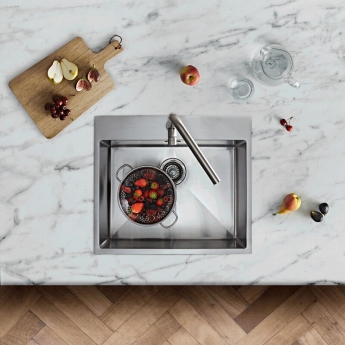 Rangemaster Cosmo 1.0 Bowl Inset Kitchen Sink with Waste Kit 600mm L x 515mm W - Stainless Steel