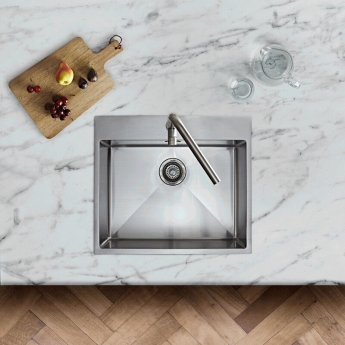 Rangemaster Cosmo 1.0 Bowl Inset Kitchen Sink with Waste Kit 600mm L x 515mm W - Stainless Steel