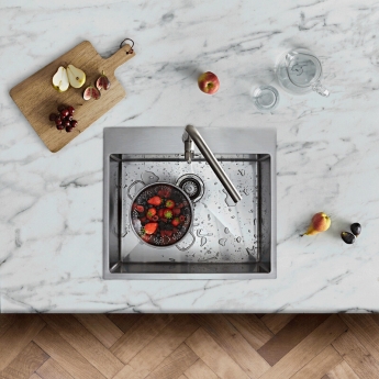 Rangemaster Cosmo 1.0 Bowl Inset Kitchen Sink with Waste Kit 600mm L x 515mm W - Stainless Steel