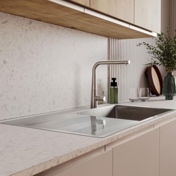 Rangemaster Cosmo 1.0 Bowl Inset Kitchen Sink LH Drainer with Waste Kit 960mm L x 500mm W - Stainless Steel