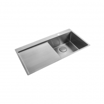 Rangemaster Cosmo 1.0 Bowl Inset Kitchen Sink LH Drainer with Waste Kit 960mm L x 500mm W - Stainless Steel