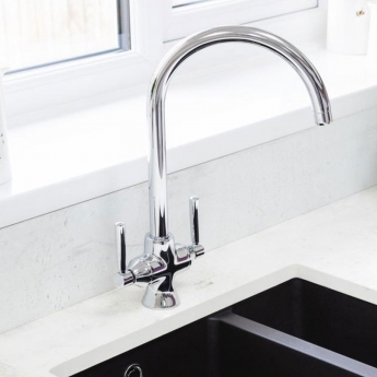 Rangemaster Cruciform Filter Dual Lever Kitchen Sink Mixer Tap - Chrome