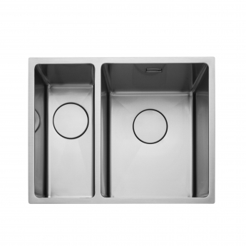 Rangemaster Cubix 1.5 Bowl Kitchen Sink LH with Waste Kit 560mm L x 440mm W - Stainless Steel | Product Image