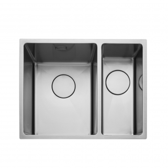 Rangemaster Cubix 1.5 Bowl Kitchen Sink RH with Waste Kit 560mm L x 440mm W - Stainless Steel