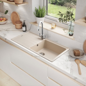 Rangemaster Elements 1.0 Bowl Inset Kitchen Sink with Waste Kit 1000mm L x 500mm W - Stone