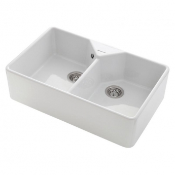 Rangemaster Farmhouse 2.0 Bowl Ceramic Kitchen Sink with Waste Kit 795mm L x 491mm W - White
