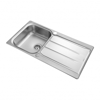 Rangemaster Glendale 1.0 Bowl Inset Kitchen Sink with Waste Kit 950mm L x 508mm W - Stainless Steel