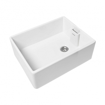 Rangemaster Grange 1.0 Bowl Inset Ceramic Kitchen Sink with Waste Kit 595mm L x 455mm W - White