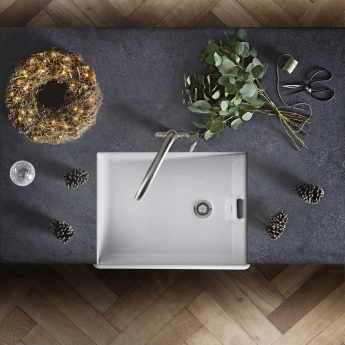 Rangemaster Grange 1.0 Bowl Inset Ceramic Kitchen Sink with Waste Kit 595mm L x 455mm W - White