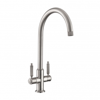 Rangemaster Hemlock Dual Lever Kitchen Sink Mixer Tap - Brushed Nickel