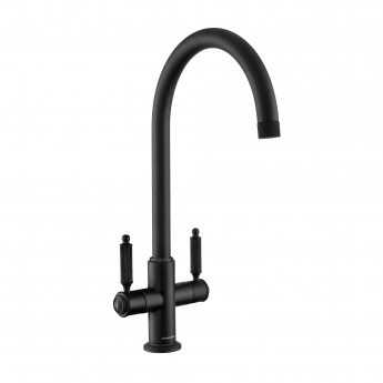 Rangemaster Hemlock Dual Lever Kitchen Sink Mixer Tap - Black | Product Image