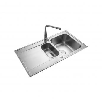 Rangemaster Iconica 1.5 Bowl Inset Kitchen Sink with Waste Kit 950mm L x 508mm W - Stainless Steel | Product Image