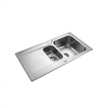 Rangemaster Iconica 1.5 Bowl Inset Kitchen Sink with Waste Kit 950mm L x 508mm W - Stainless Steel | Product Image