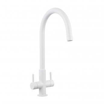 Rangemaster Igneous Granite Dual Lever Kitchen Sink Mixer Tap - Crystal White