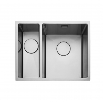 Rangemaster Kube 1.5 Bowl Kitchen Sink LH with Waste Kit 560mm L x 440mm W - Stainless Steel | Product Image