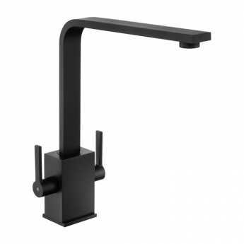 Rangemaster Kube Contemporary Dual Lever Kitchen Sink Mixer Tap - Matt Black | Product Image