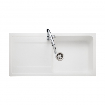 Rangemaster Loa 1.0 Bowl Inset Kitchen Sink with Waste Kit 1000mm L x 500mm W - Arctic White | Product Image