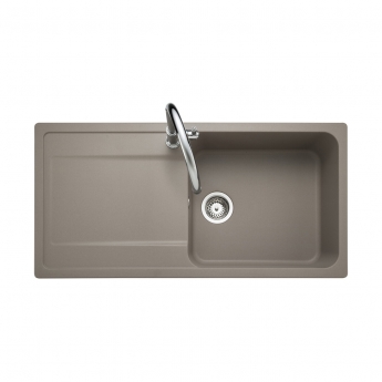 Rangemaster Loa 1.0 Bowl Inset Kitchen Sink with Waste Kit 1000mm L x 500mm W - Pebble | Product Image