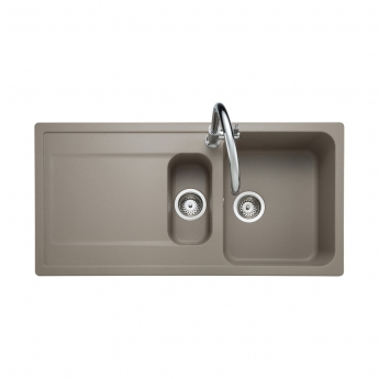 Rangemaster Loa 1.5 Bowl Inset Kitchen Sink with Waste Kit 1000mm L x 500mm W - Pebble