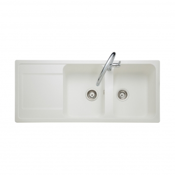 Rangemaster Loa 2.0 Bowl Inset Kitchen Sink with Waste Kit 1160mm L x 500mm W - Arctic White | Product Image