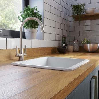 Leisure Loxley 1.0 Bowl Ceramic Kitchen Sink 462mm L x 462mm W - White