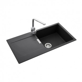 Rangemaster Mayon 1.0 Bowl Inset Kitchen Sink with Waste Kit 1000mm L x 500mm W - Ash Black