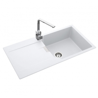 Rangemaster Mayon 1.0 Bowl Inset Kitchen Sink with Waste Kit 1000mm L x 500mm W - Crystal White