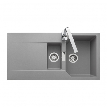 Rangemaster Mayon 1.5 Bowl Inset Kitchen Sink with Waste Kit 1000mm L x 500mm W - Dove Grey | Product Image