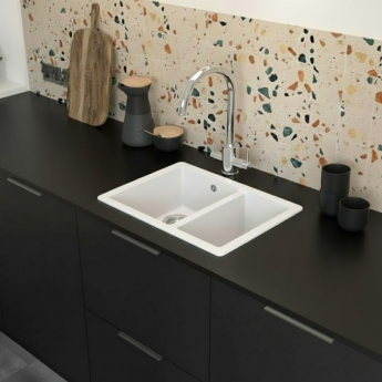 Rangemaster Paragon Igneous Granite 1.5 Bowl Undermount Kitchen Sink 550mm x 430mm