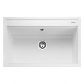 Rangemaster Prato 1.0 Bowl Inset Granite Kitchen Sink with Waste Kit 790mm L x 510 W - Arctic White