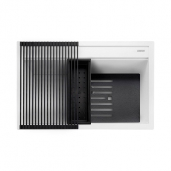 Rangemaster Prato 1.0 Bowl Inset Granite Kitchen Sink with Waste Kit 790mm L x 510 W - Arctic White