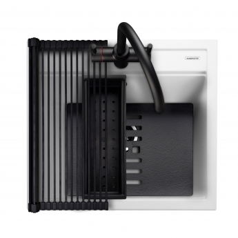 Rangemaster Prato 1.0 Bowl Inset Granite Kitchen Sink with Waste Kit 570mm L x 510 W - Arctic White | Product Image