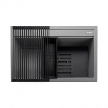 Rangemaster Prato 1.0 Bowl Inset Granite Kitchen Sink with Waste Kit 570mm L x 510 W - Concrete