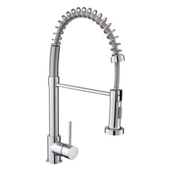 Rangemaster Pro Spray Spring Single Lever Kitchen Sink Mixer Tap - Chrome | Product Image