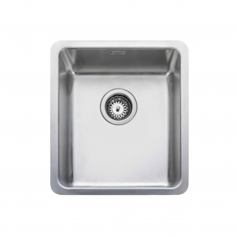 Rangemaster Quad 1.0 Bowl Inset or Undermount Kitchen Sink with Waste Kit 390mm L x 450mm W - Stainless Steel