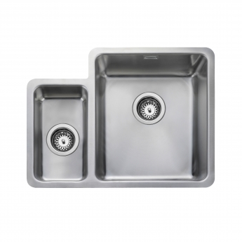 Rangemaster Quad 1.3 Bowl Inset or Undermount Kitchen Sink LH with Waste Kit 580mm L x 450mm W - Stainless Steel