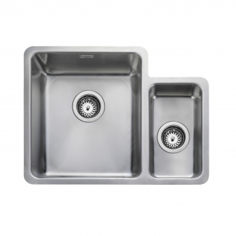 Rangemaster Quad 1.3 Bowl Inset or Undermount Kitchen Sink RH with Waste Kit 580mm L x 450mm W - Stainless Steel