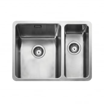 Rangemaster Quad 1.5 Bowl Inset or Undermount Kitchen Sink RH with Waste Kit 600mm L x 450mm W - Stainless Steel