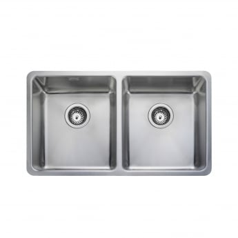 Rangemaster Quad 2.0 Bowl Inset or Undermount Kitchen Sink with Waste Kit 760mm L x 450mm W - Stainless Steel