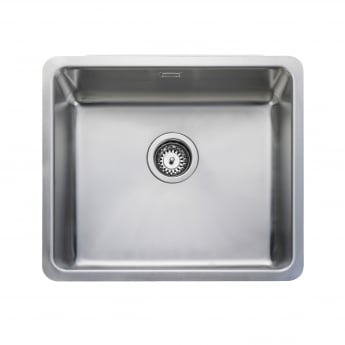Rangemaster Quad 1.0 Bowl Inset or Undermount Kitchen Sink with Waste Kit 530mm L x 450mm W - Stainless Steel