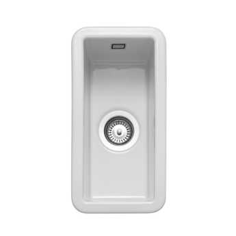 Rangemaster Rustique 1.0 Bowl Ceramic Kitchen Sink with Waste Kit 234mm L x 460mm W - White | Product Image