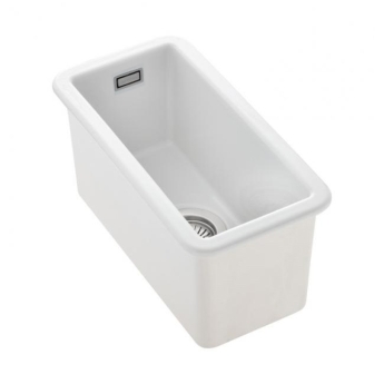 Rangemaster Rustique 1.0 Bowl Ceramic Kitchen Sink with Waste Kit 234mm L x 460mm W - White | Product Image