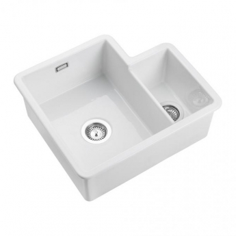 Rangemaster Rustique 1.3 Bowl Ceramic Kitchen Sink with Waste Kit 600mm L x 522mm W - White