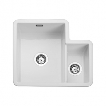 Rangemaster Rustique 1.3 Bowl Ceramic Kitchen Sink with Waste Kit 600mm L x 522mm W - White