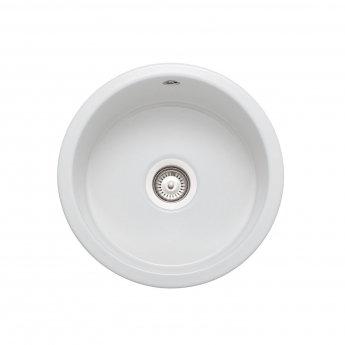 Rangemaster Rustique 1.0 Bowl Ceramic Inset or Undermount Kitchen Sink 445mm L x 445mm W - White