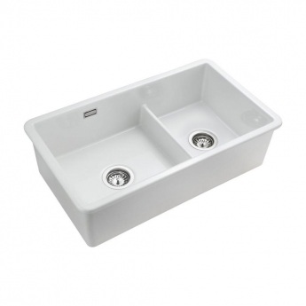 Rangemaster Rustique 2.0 Bowl Ceramic Kitchen Sink with Waste Kit 796mm L x 462mm W - White