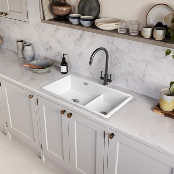 Rangemaster Rustique 2.0 Bowl Ceramic Kitchen Sink with Waste Kit 796mm L x 462mm W - White