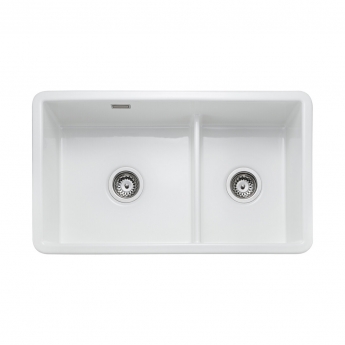 Rangemaster Rustique 2.0 Bowl Ceramic Kitchen Sink with Waste Kit 796mm L x 462mm W - White